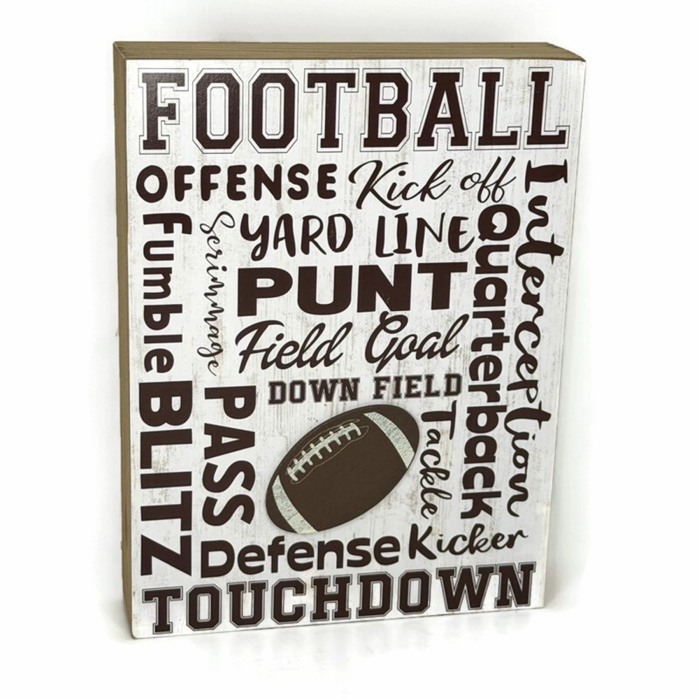 Football Themed Wood Block
